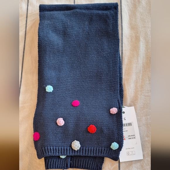 Joules Bella pom pom scarf French Navy - Picture 4 of 5